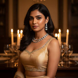 Neelam Sapphire Tennis Collar - VVS American Diamond Collection - Jewellery by Aman
