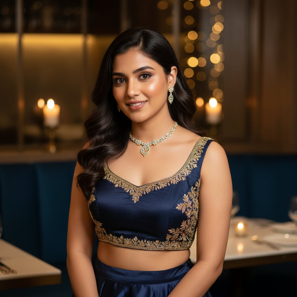 Sohni Gold Floral Choker - VVS American Diamond Collection - Jewellery by Aman