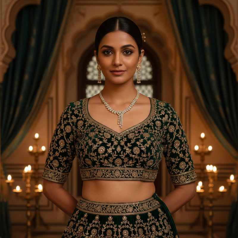 Sunehra Gold Tassel Choker - VVS American Diamond Collection - Jewellery by Aman