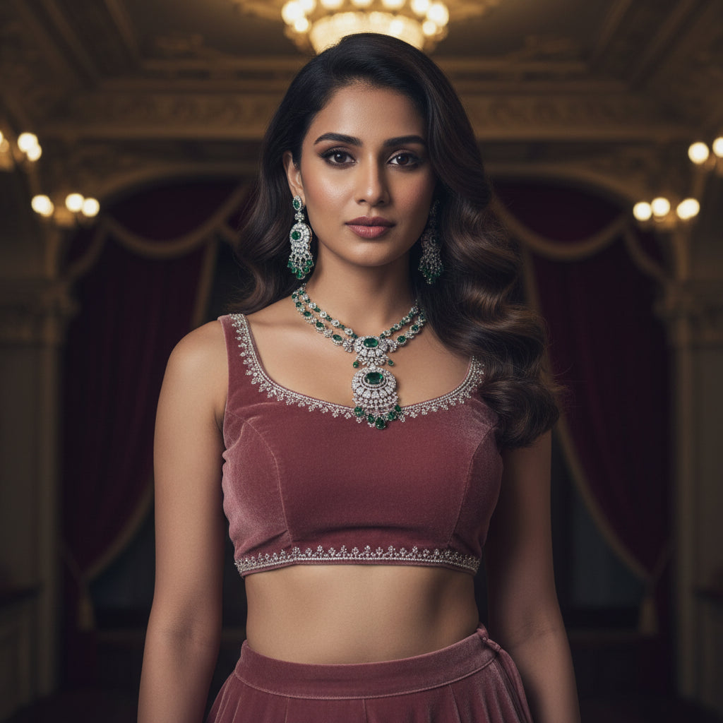 Zamurd Emerald Medallion - VVS American Diamond Collection - Jewellery by Aman